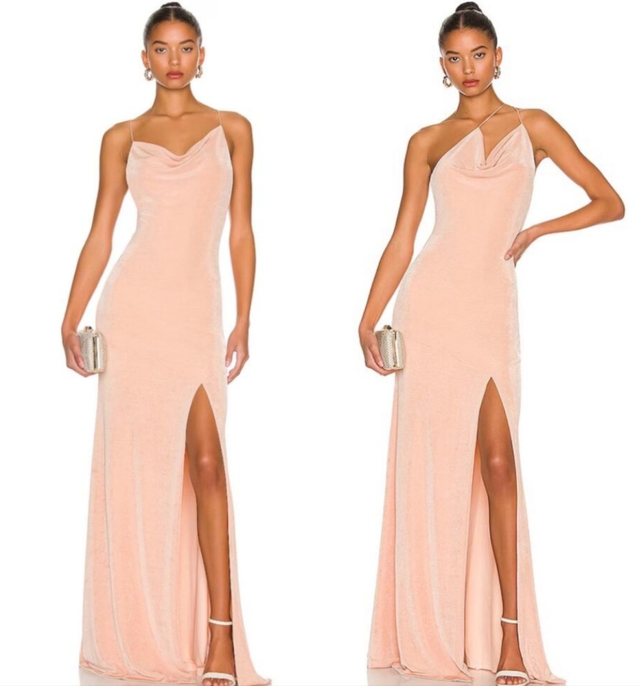 NWT MISHA Celestine Pink Champagne Convertible Formal Gown Maxi Dress size 2